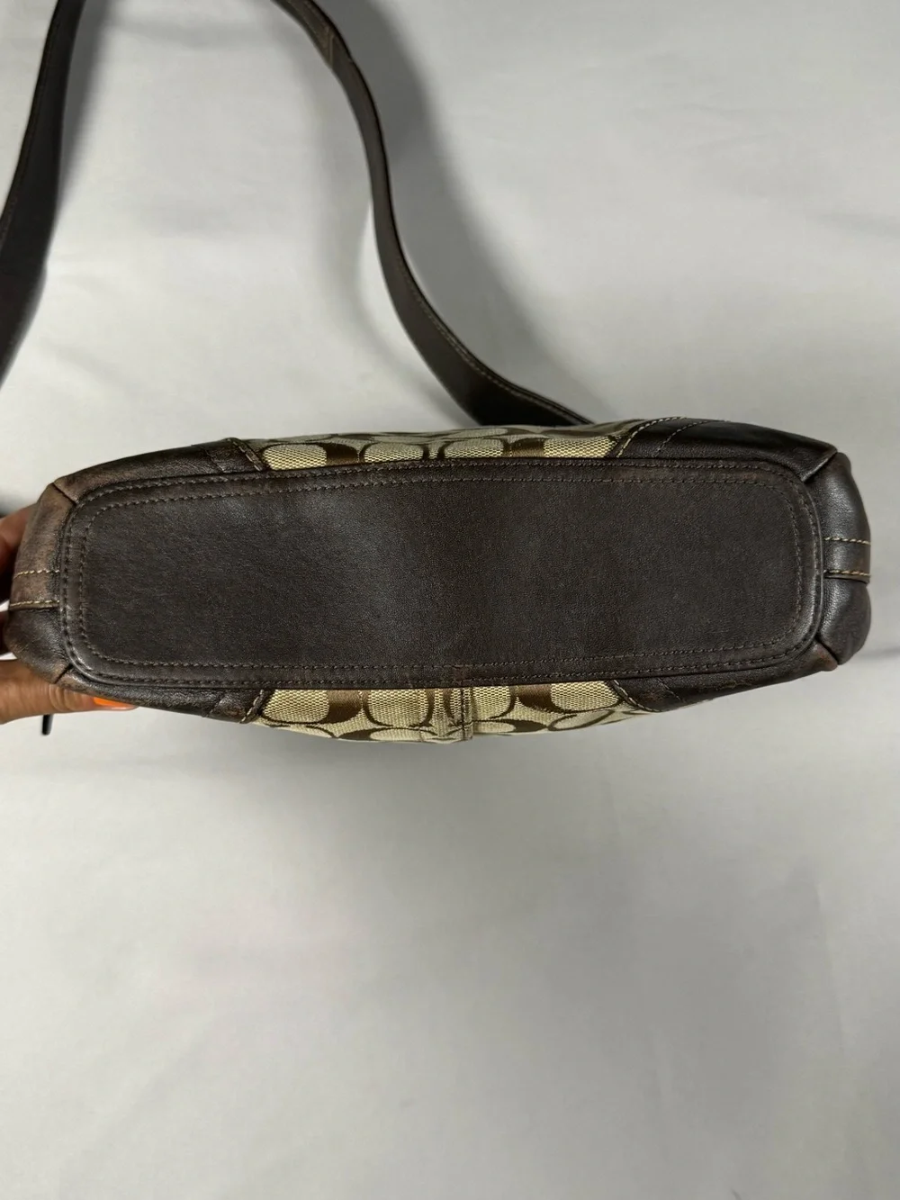 vintage Y2K-era signature canvas and leather hobo/shoulder bag